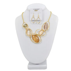 GOLD & EARTHONE ENAMEL NECKLACE SET