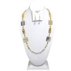 LONG GOLD MIXED MATERIAL NECKLACE SET
