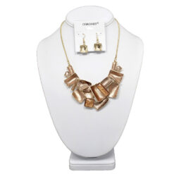BROWN MULTI ENAMEL STATEMENT NECKLACE SET
