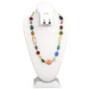 LONG DARK MULTI COLOR & GOLD BEADED NECKLACE SET