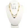 3 LAYER GOLD/BLUE BEAD & CHAIN NECKLACE SET