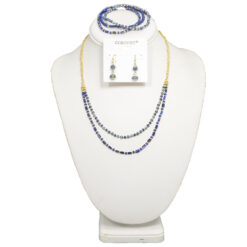 2 LAYER BLUE/GOLD BEADED NECKLACE SET. BRACELET SOLD SEPARATELY. SEE 34065 FOR BRACELET