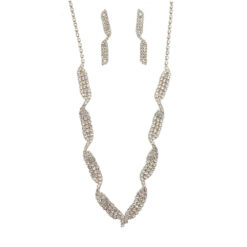 GOLD RHINESTONE TWISTED NECKLACE SET