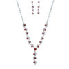 SILVER WHITE/RED RHINESTONE Y NECKLACE SET