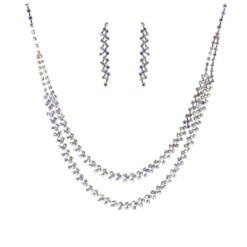 LAYERED AURORA BOREALIS CHEVRON RHINESTONE NECKLACE SET