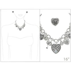 ANTIQUE SILVER MULTI CHARM NECKLACE SET