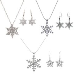 SILVER & RHINESTONE CRYSTAL SNOWFLAKE NECKLACE SET. SOLD IN SETS OF 3 ONLY