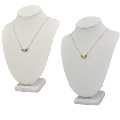 STAINLESS STEEL SCULPTURED PENDANT NECKLACE. SILVER, GOLD. SOLD IN SETS OF 2 ONLY.