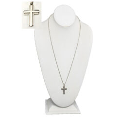 MEN'S STAINLESS STEEL POLISHED/MATTE CROSS NECKLACE