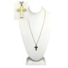 MEN'S STAINLESS STEEL TWO TONE POLISHED/MATTE CROSS NECKLACE