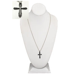 MEN'S STAINLESS STEEL BLACK/SILVER CROSS NECKLACE