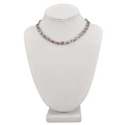 PURPLE AB GLASS BEAD NECKLACE WITH DECORATIVE MAGNETIC CLASP