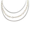 DESIGNER INSPIRED TWO TONE TRIPLE MIXED CHAIN NECKLACE