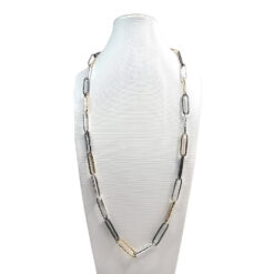 LONG TRI-TONE OVAL CHAIN LINK NECKLACE