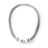 GREY CORD WITH SILVER MATTE & POLISHED BEADS NECKLACE WITH MAGNETIC CLASP