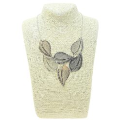 TRI-TONE LASER CUT LEAVES NECKLACE