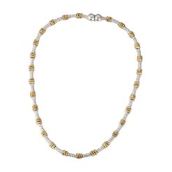 TWO TONE METAL BEADS NECKLACE WITH MAGNETIC CLOSURE