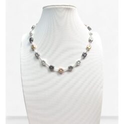 TRI-TONE STATION RECTANGLE BEADS NECKLACE
