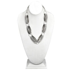 3D HAMMERED SILVER INTERLOCKING OVALS NECKLACE