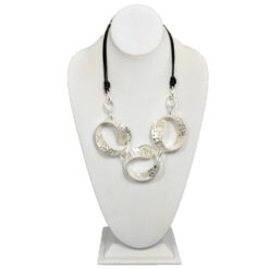 TEXTURED INTERLOCKING RINGS ON CORD NECKLACE