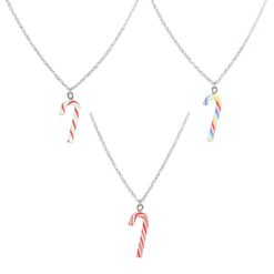 CANDY CANE PENDANT NECKLACE. SOLD IN SETS OF 3 ONLY. SEE 32080 FOR MATCHING EARRINGS