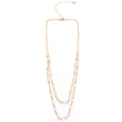 GOLD & CLEAR CRYSTAL TWO LAYER NECKLACE