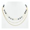 3 LAYER GOLD & NAVY GLASS BEAD NECKLACE