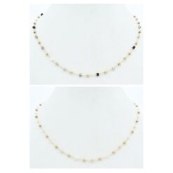 DELICATE GLASS BEAD STATION NECKLACE. GOLD/GREY MIX, GOLD/NEUTRAL MIX. SOLD IN SETS OF 2 ONLY