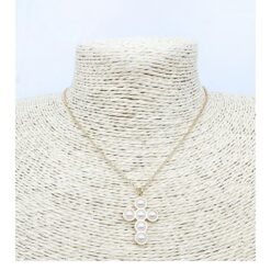 GOLD & PEARL CROSS NECKLACE
