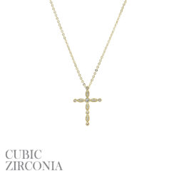 GOLD DELICATE MARQUISE CZ CROSS NECKLACE
