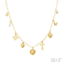 HEART/CROSS/BUTTERFLY GOLD CHARM NECKLACE