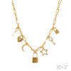 GOLD LOCK/STAR MOON CHARM NECKLACE