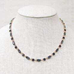 MARQUISE & ROUND SAPPHIRE CRYSTAL & GOLD NECKLACE