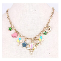 HOT AIR BALLOON MULTI CHARM NECKLACE. SEE 34120 FOR MATCHING BRACELET