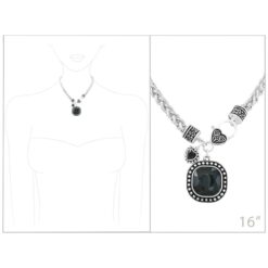 TAILORED JET CRYSTAL FILIGREE CHARM NECKLACE