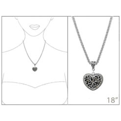 ANTIQUE SILVER TAILORED HEART PENDANT NECKLACE