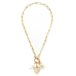 GOLD 3 CHARM TOGGLE NECKLACE