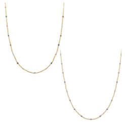 SEMI PRECIOUS STONE & GOLD BEAD NECKLACE. GREY, MULTI. SOLD IN SETS OF 2 ONLY