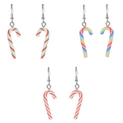CANDY CANE PIERCED EARRINGS. SOLD IN SETS OF 3 ONLY. SEE 31080 FOR MATCHING NECKLACES