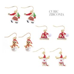 CHRISTMAS PIERCED EARRINGS. SANTA, HAT, SNOWMAN, REINDEER. SOLD IN SETS OF 4 ONLY. SEE MATCHING 31138 NECKLACES