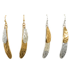 TWO TONE OVAL LAYERED PIERCED EARRINGS. SOLD IN SETS OF 2 ONLY