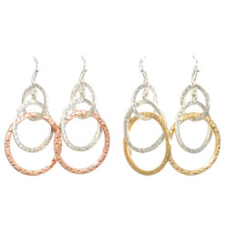 3 INTERLOCKING RINGS PIERCED EARRINGS. SOLD IN SETS OF 2 ONLY