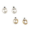 SMALL DOUBLE RING CLIP EARRINGS. SILVER, TWO TONE. SOLD IN SETS OF 2 ONLY