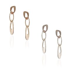 TRIPLE LINK DANGLE PIERCED EARRINGS. GOLD, SILVER. SOLD IN SETS OF 2 ONLY