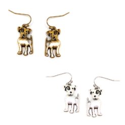 METAL DOG PIERCED EARRINGS. GOLD, SILVER. SOLD IN SETS OF 2 ONLY