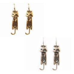 CUTE CAT PIERCED EARRINGS. GOLD, SILVER. SOLD IN SETS OF 2 ONLY.