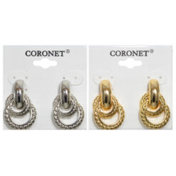 DOUBLE RING DOOR KNOCKER CLIP EARRINGS. SILVER, GOLD. SOLD IN SETS OF 2 ONLY