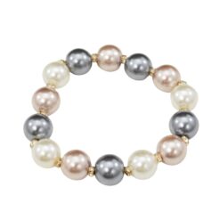 TRI TONE FAUX PEARL STRETCH BRACELET. SEE 30012 FOR MATCHING NECKLACE SET