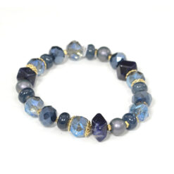 DARK BLUE FACETED BEAD STRETCH BRACELET. SEE 30054 FOR MATCHING NECKLACE SET