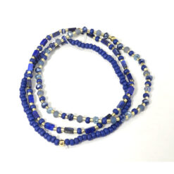 2 LAYER BLUE/GOLD BEADED BRACELET.  SEE 30065 FOR MATCHING NECKLACE SET